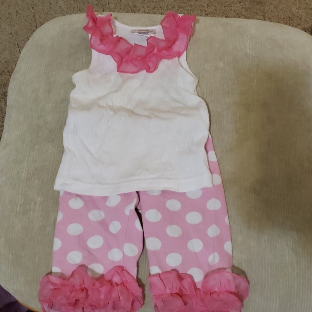 The cutest polka dot and pink ruffles play outfit